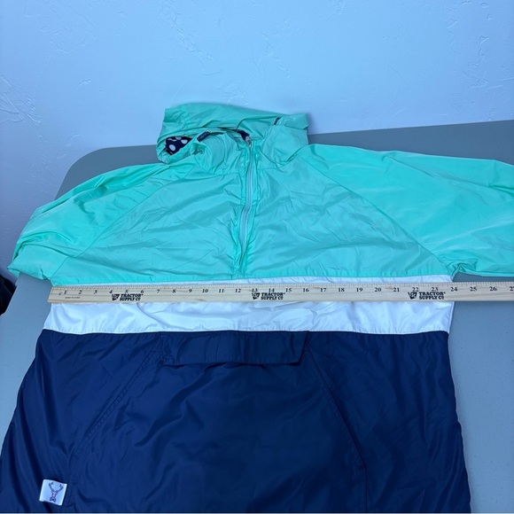 Jadelynn Brooke Women's Medium Hooded Rain Windbreaker Jacket Green Navy - Picture 14 of 15